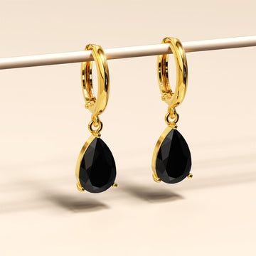 Black Pear Drop Earrings