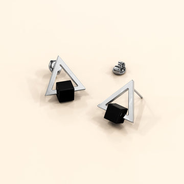 Bullion Gold Modern Geometric Style Stud Earrings Circles White Gold