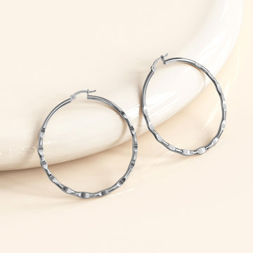 Bullion Gold Fem Hammered Hoop Earrings 50mm