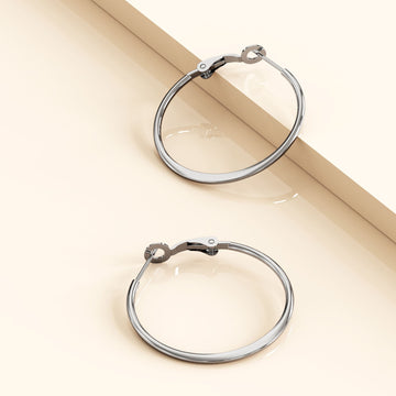 Bullion Gold Semi Flattened Hoop Earrings 30mm