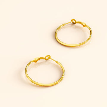 Semi Flattened Hoop Earrings 30mm