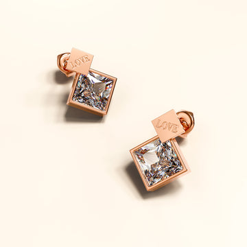 Princess-Cut Simulated Diamond Love Earrings