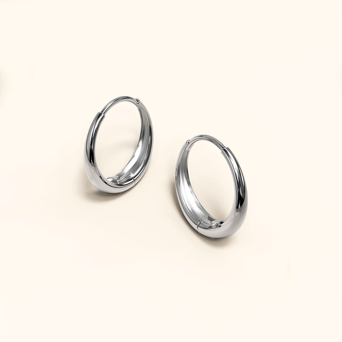 Ciara Chic Graduated Hoop Earrings White Gold