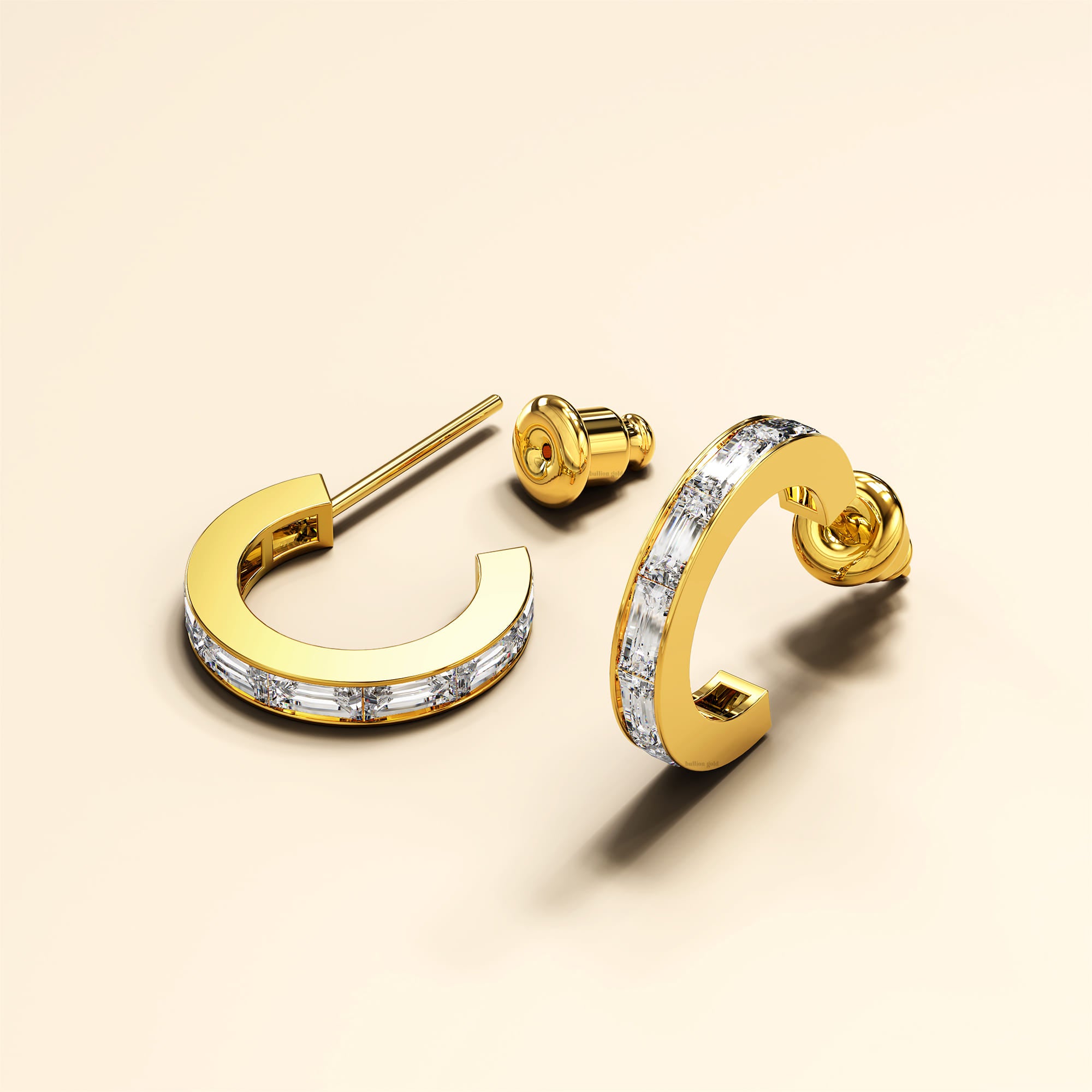 Hellical Zircon Gold Hoop Earrings