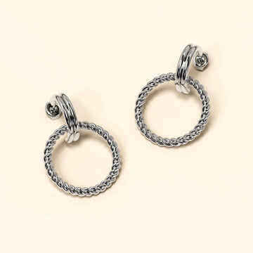 Exquisite Round White Gold Drop Earrings