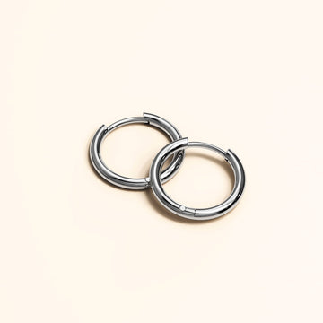 Edgy White Gold Hoop Earrings