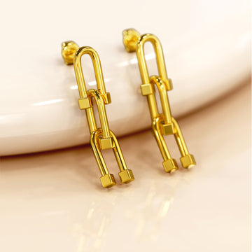Bullion Gold Urban U-Link Hardwear Earrings in Gold