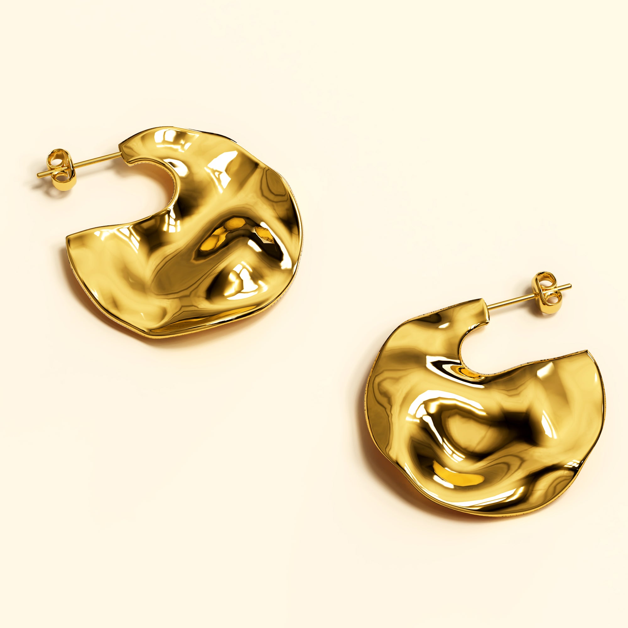 Textured Flat Earrings in Gold