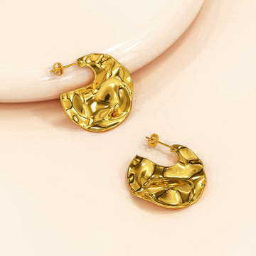Textured Flat Earrings in Gold