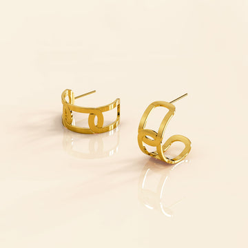 Intercross Huggie Gold Layered Earrings
