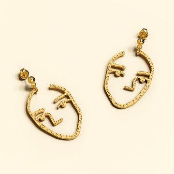 Double Face Gold Layered Earrings
