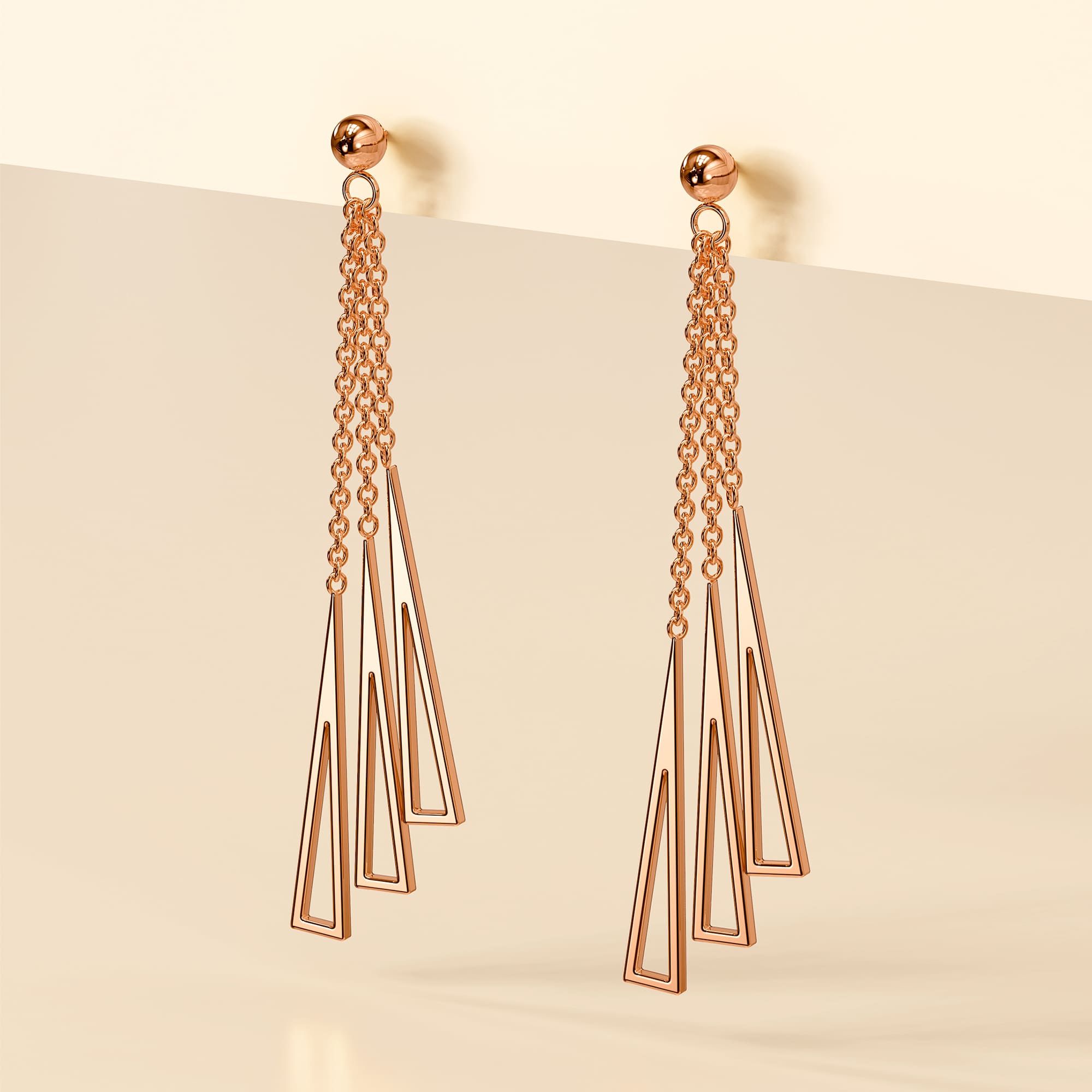 Royal Tassel Rose Gold Layered Earrings