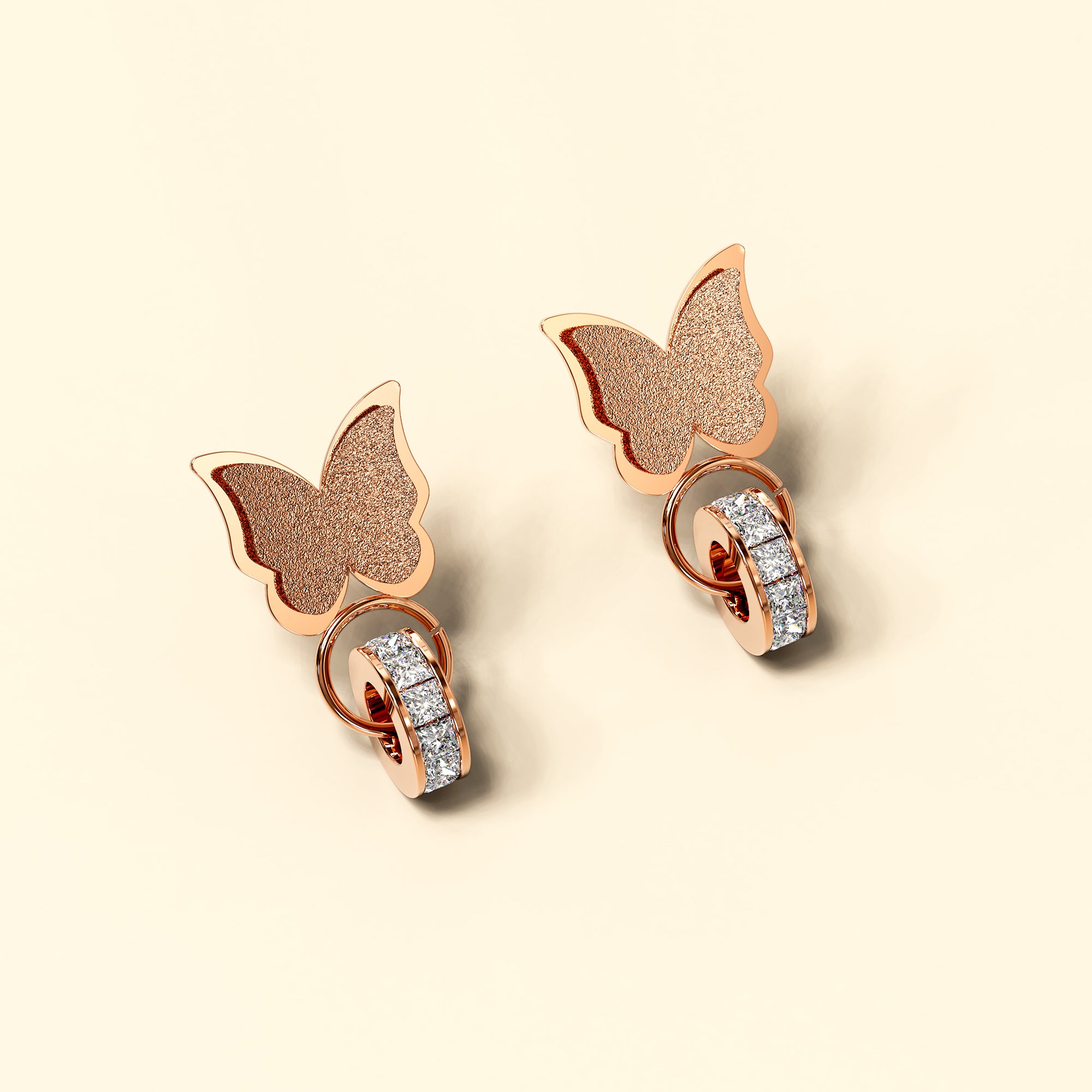 Butterfly Interlock Rose Gold Layered Earrings