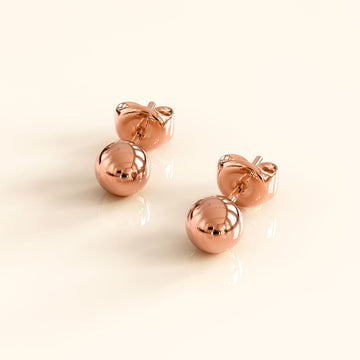 Bullion Gold Glitter Ball Stud Rose Gold Layered Earrings 5mm