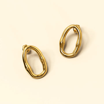 Ovalicious Stud Gold Layered Earrings