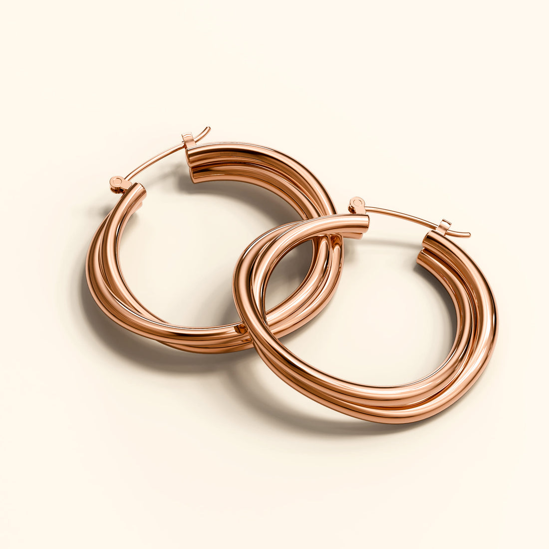 Subtle Hoop Rose Gold Layered Earrings