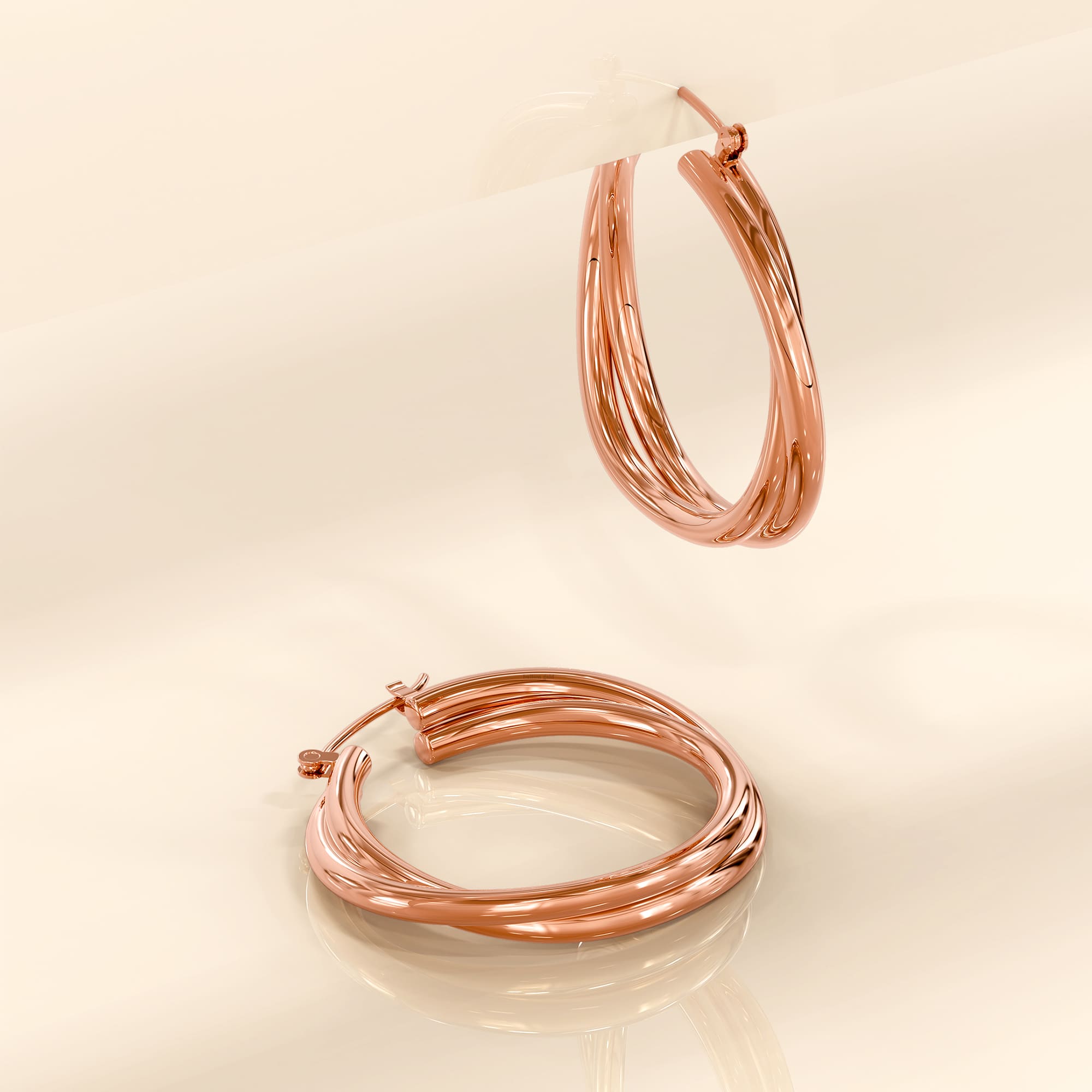 Subtle Hoop Rose Gold Layered Earrings