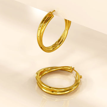 Bullion Gold Subtle Hoop Gold Layered Earrings
