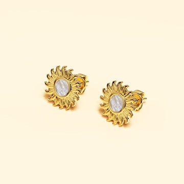 Shining Star Pearl Gold Layered Earrings 12mm