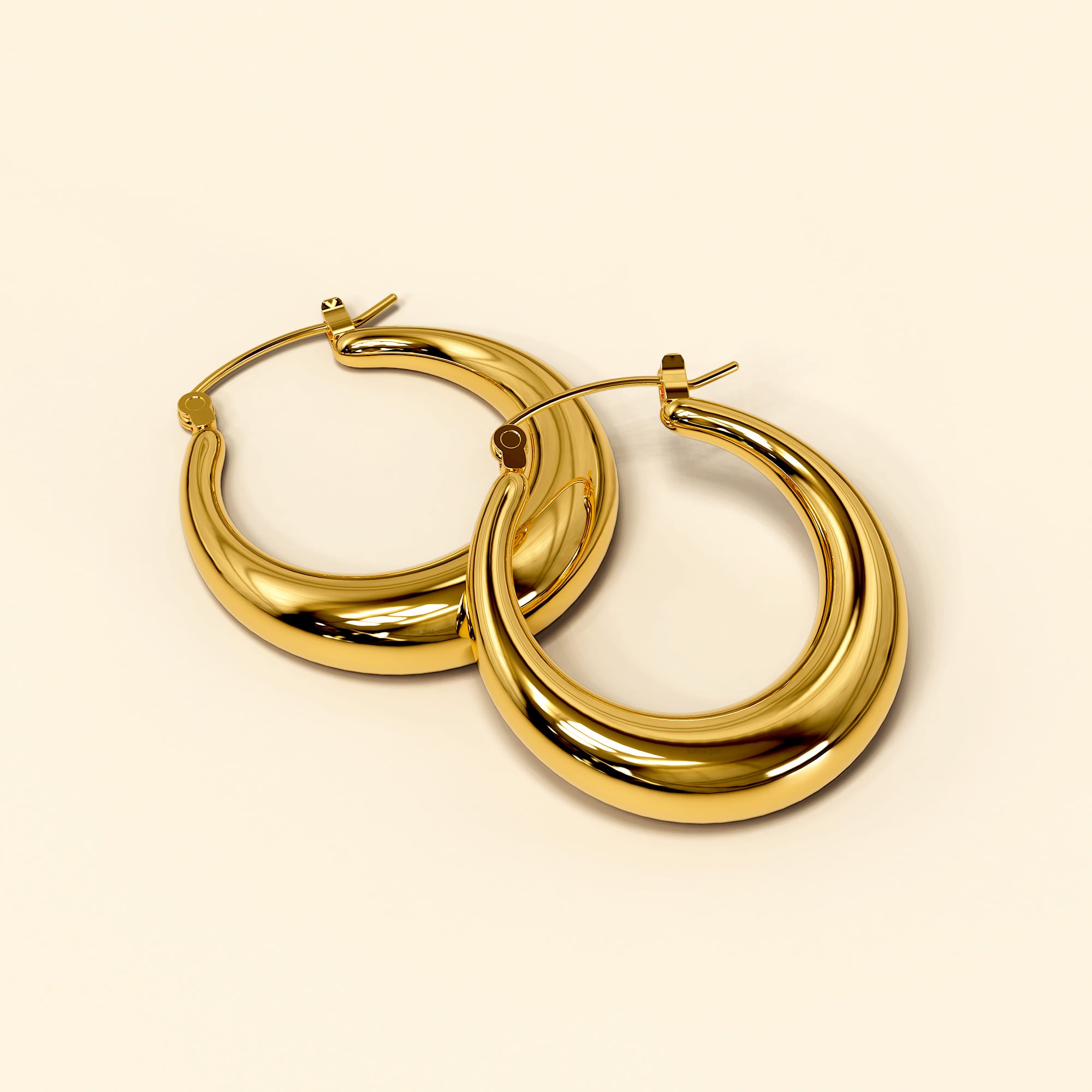 Csilla Gold Dome Hoop Earrings - 40mm