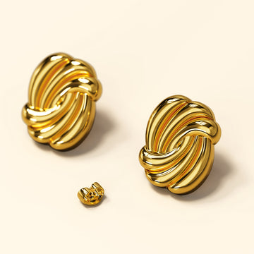 Bullion Gold Intertwined Gold layered Stud Earrings
