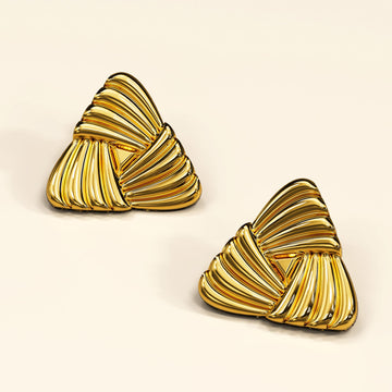 Bullion Gold Ridged Triangle Gold layered Stud Earrings