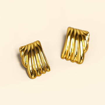 Pleated Angel Gold layered Stud Earrings