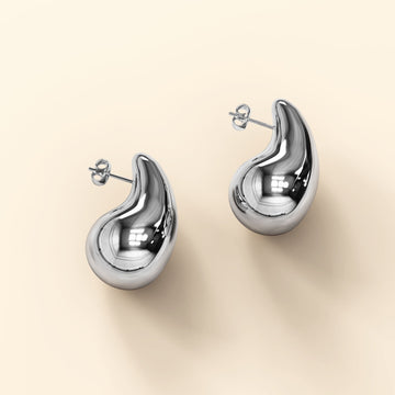 Bullion Gold Raindrop White Gold layered Stud Earrings