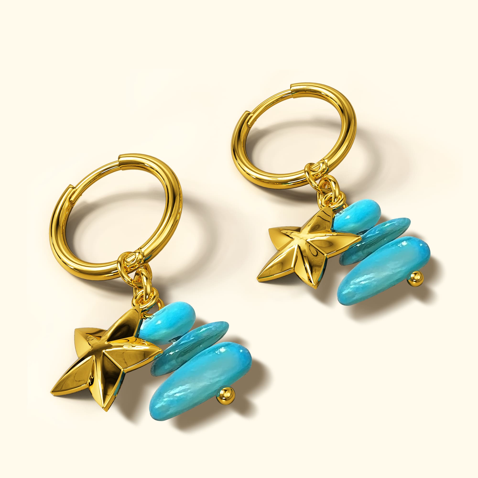 Turquoise Stone & Star Earrings