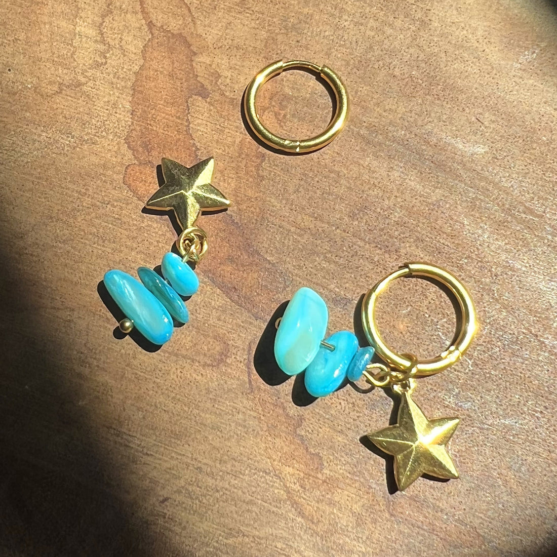 Turquoise Stone & Star Earrings