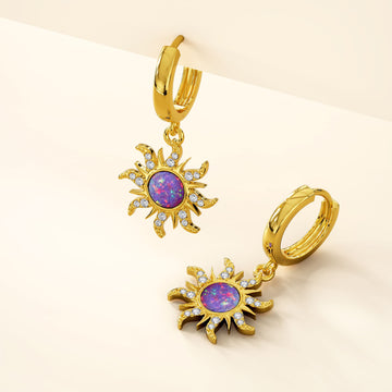 Bullion Gold Rapunzel Opal Sun Drop Earrings