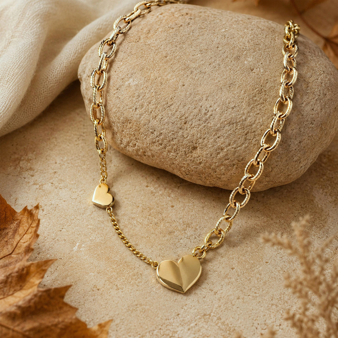 Bullion Gold Share Hearts in Gold Layered Steel Jewellery