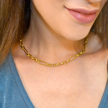 Roxanne Oval Link Paperclip Chain Gold Necklace