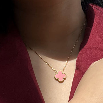 Bullion Gold Pink Clover Necklace