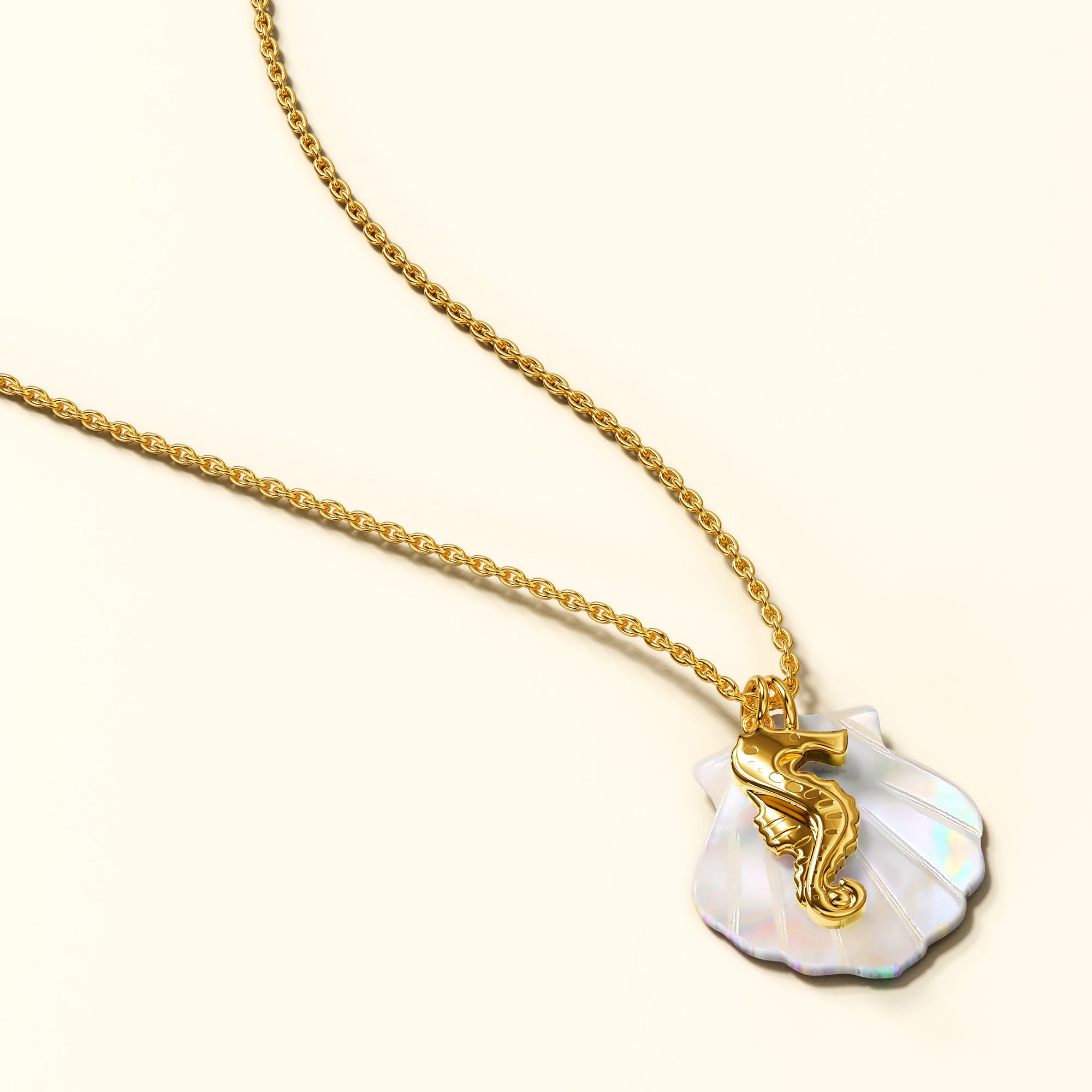 Pearl Shell & Gold Seahorse Necklace