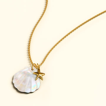 Pearl Shell & Gold Starfish Necklace