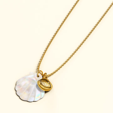 Dual Pearl & Gold Shell Necklace