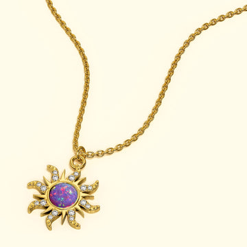 Bullion Gold Rapunzel Opal Sun Necklace