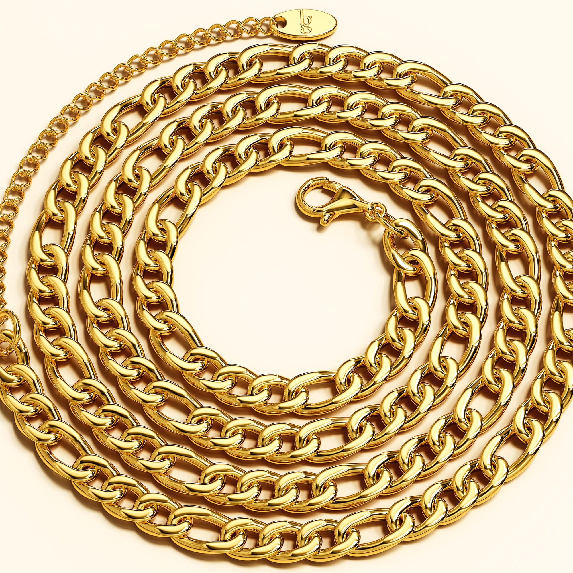 Figaro Chain Link Gold Plated Necklace