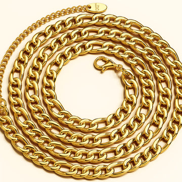 Figaro Chain Link Gold Plated Necklace