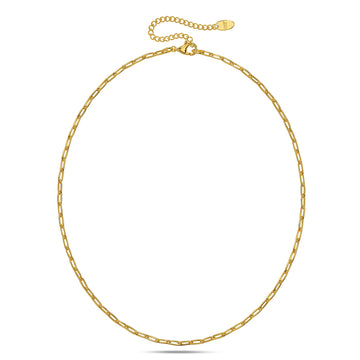 Paperclip Link Chain Gold Plated Necklace