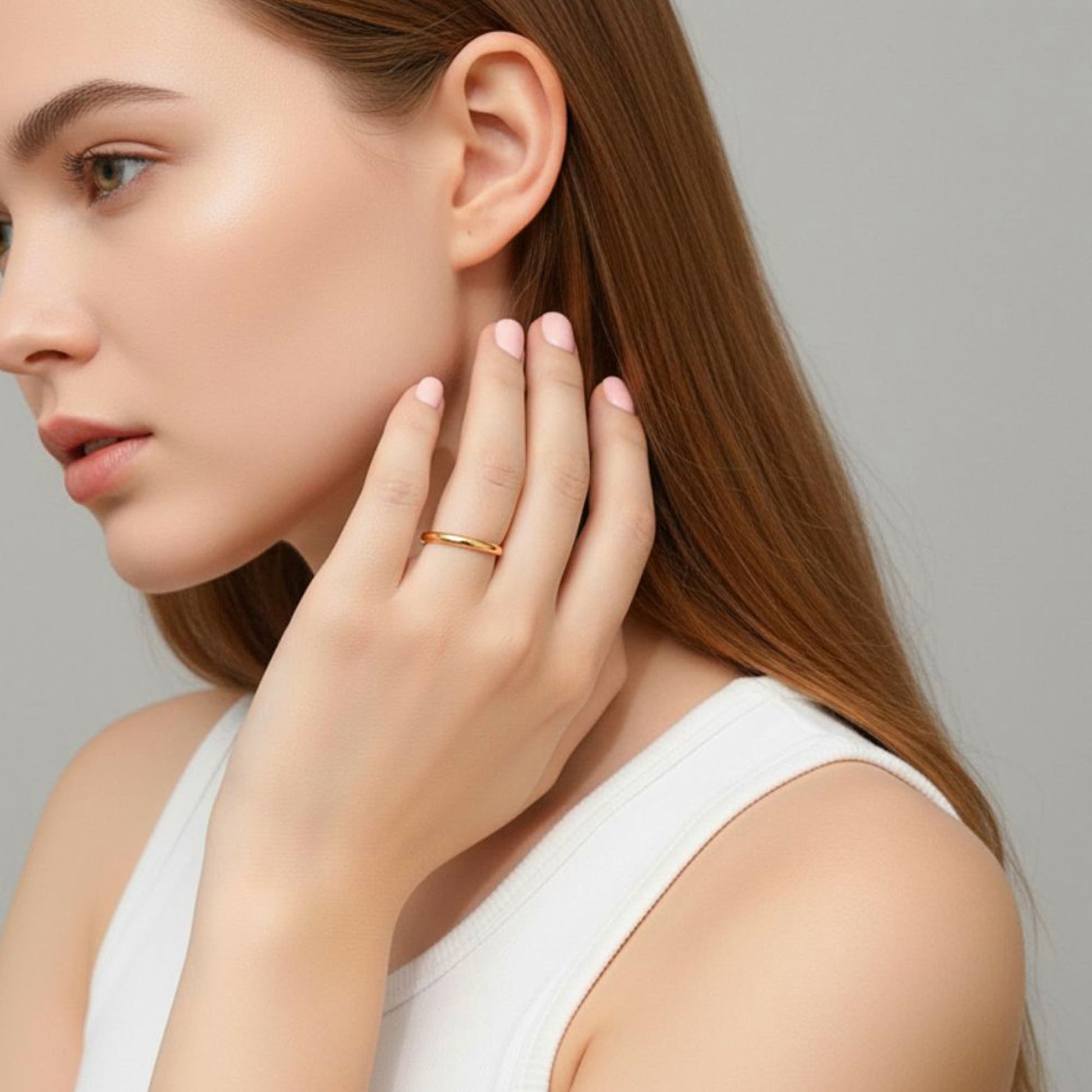Camille Minimal Stacker Ring in Gold - 8