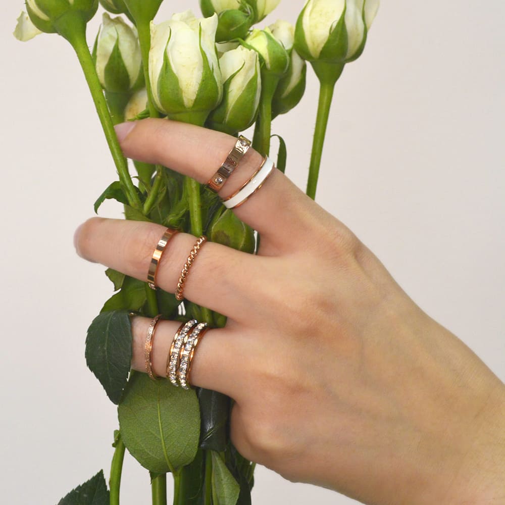 Deva Glitter Textured Stacker Ring