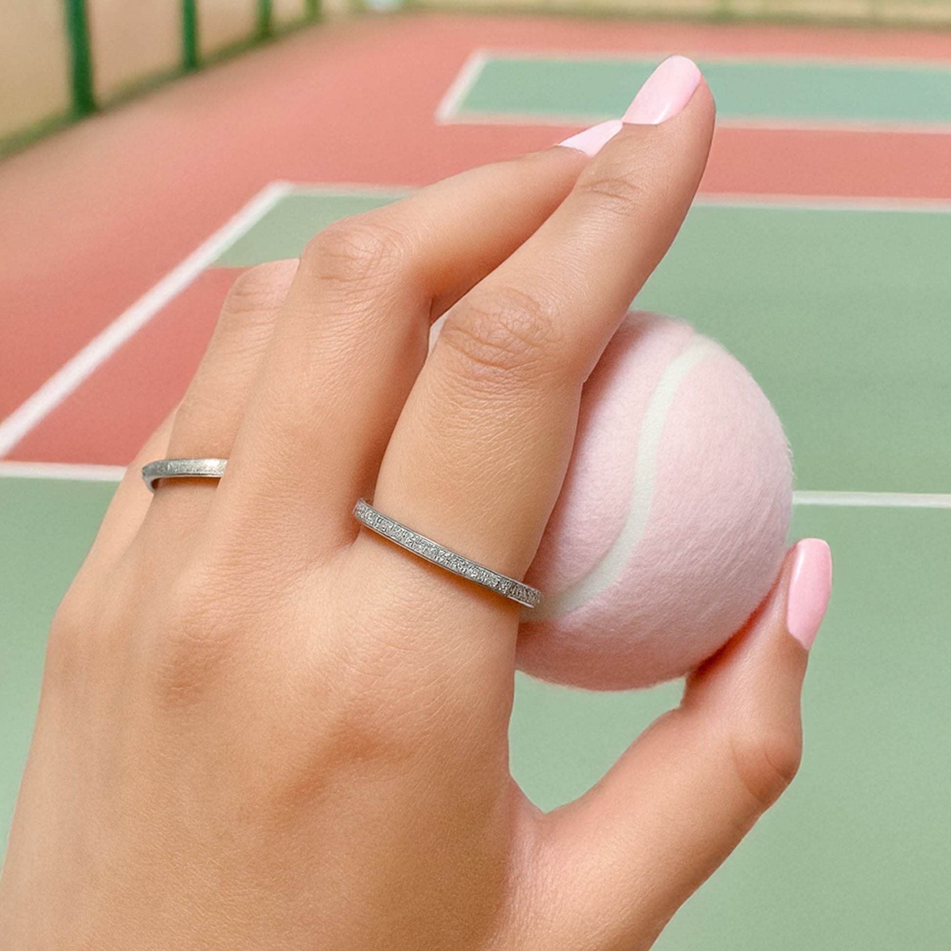 Deva Glitter Textured Stacker Ring - 5