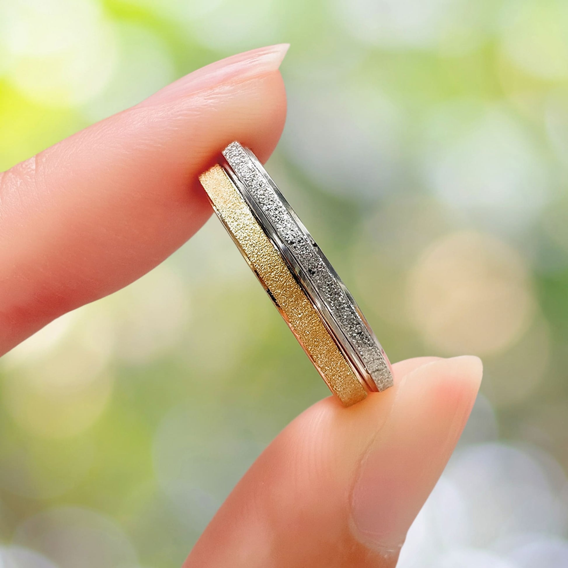 Deva Glitter Textured Stacker Ring - 6