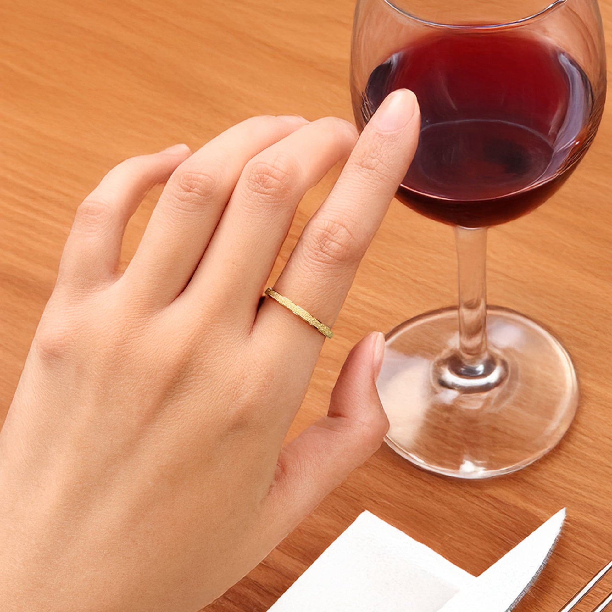 Deva Glitter Textured Stacker Ring - 8