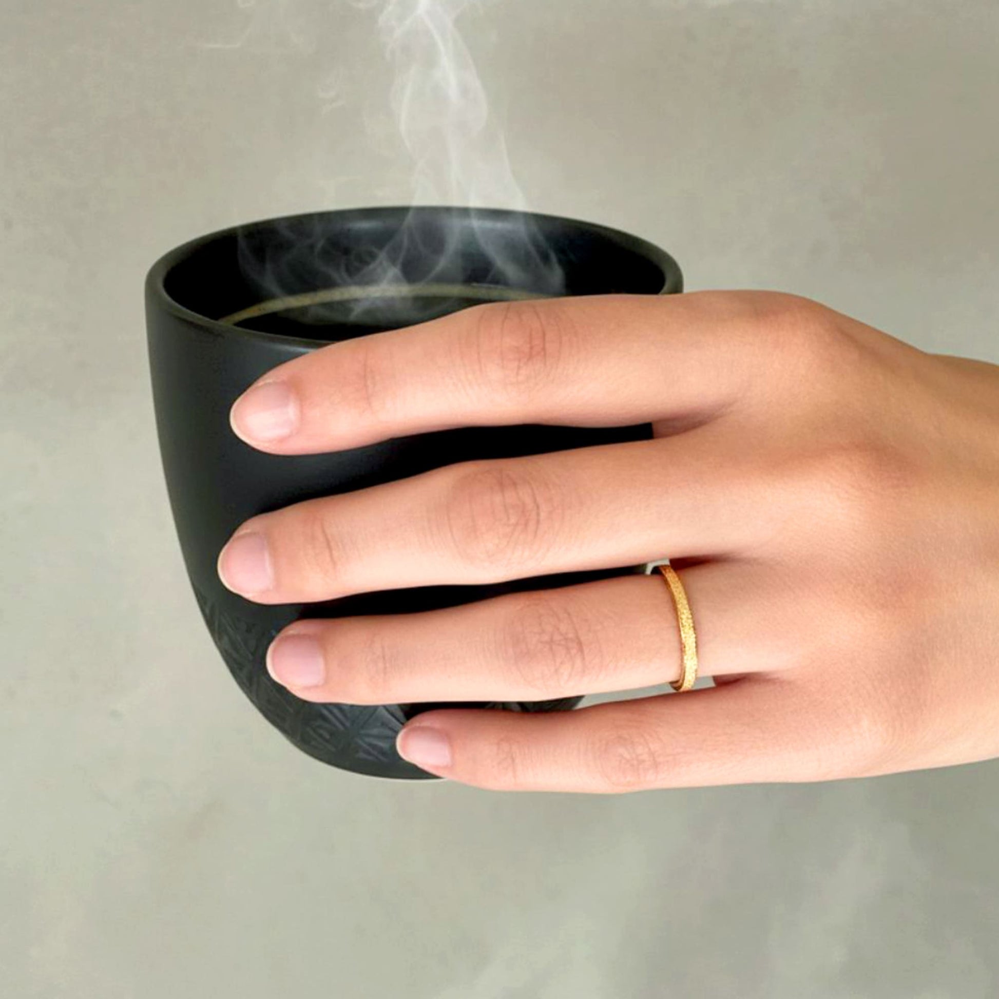 Deva Glitter Textured Stacker Ring - 9