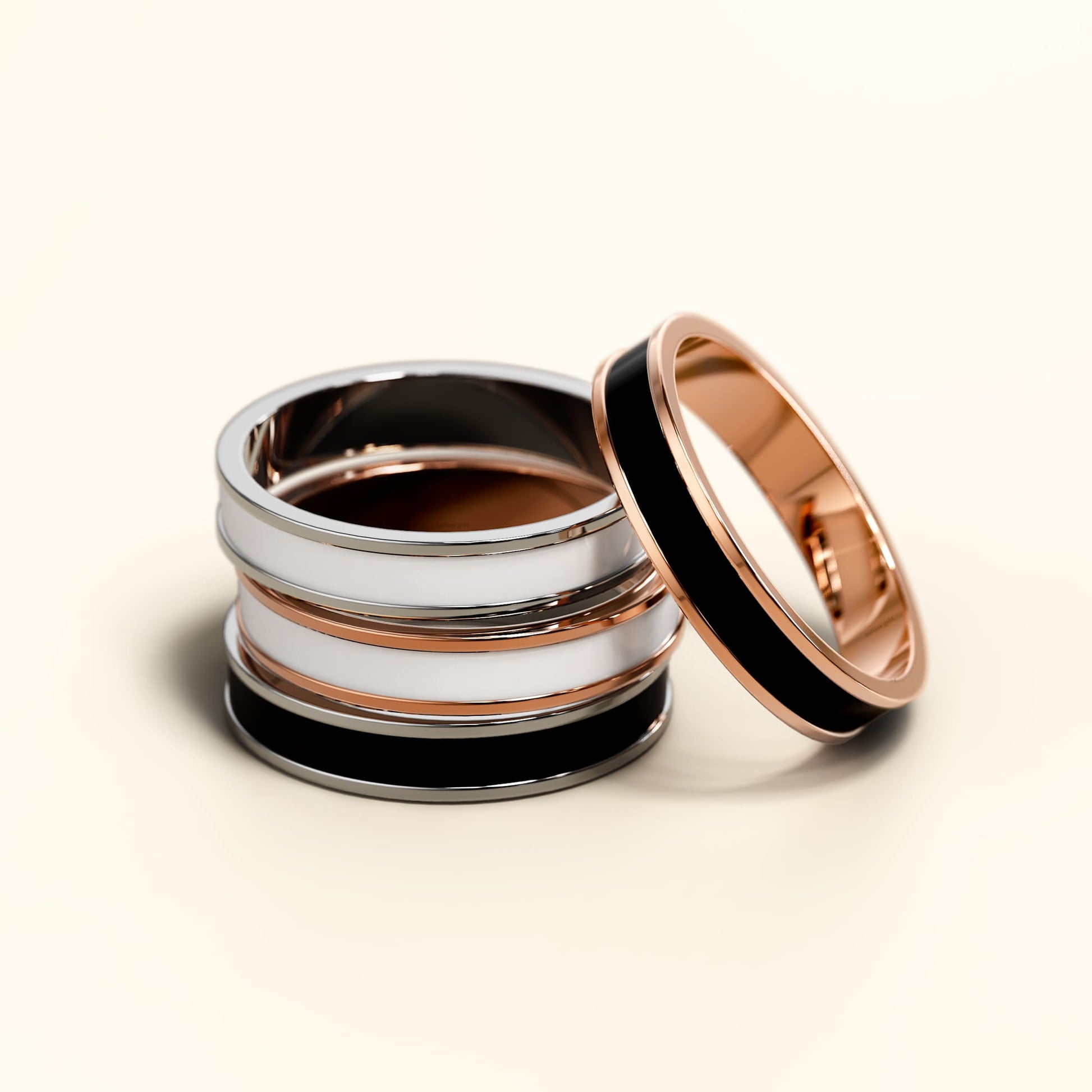 Ceres Timeless Ring Black Enamel Ring in Rose Gold