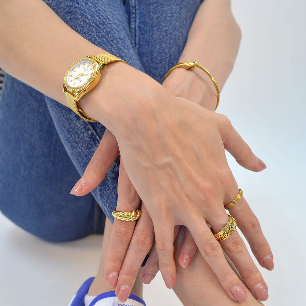 Golden Croissant Dome Ring