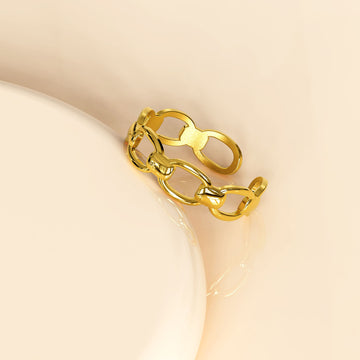 Adjustable Imperial Chain Link Ring in Gold Layered